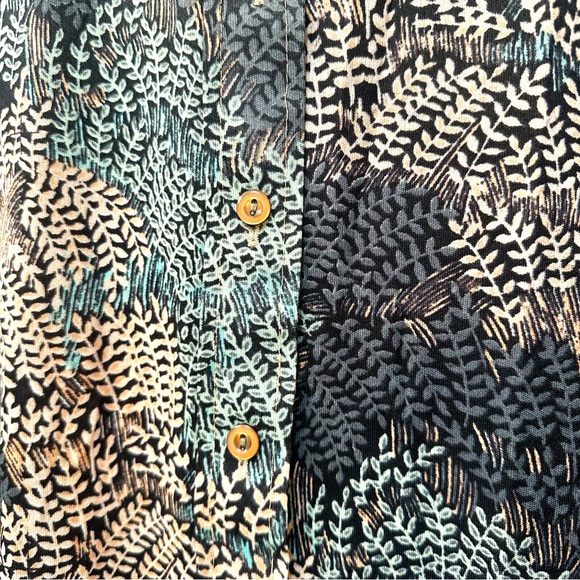 Rare Vintage 70s Disco Era Novelty Pattern Organic Fern Print Button Front Shirt - Picture 6 of 8